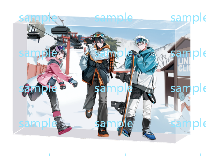 acrylic-stand-link-click-outdoors-series-winter-stroll-acrylic-block-three-person-ver